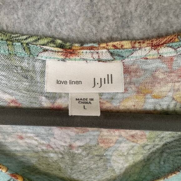 J Jill Love Linen Tropical Print Top Size Large Summer Vacation Hawaiian Shirt - Picture 3 of 10